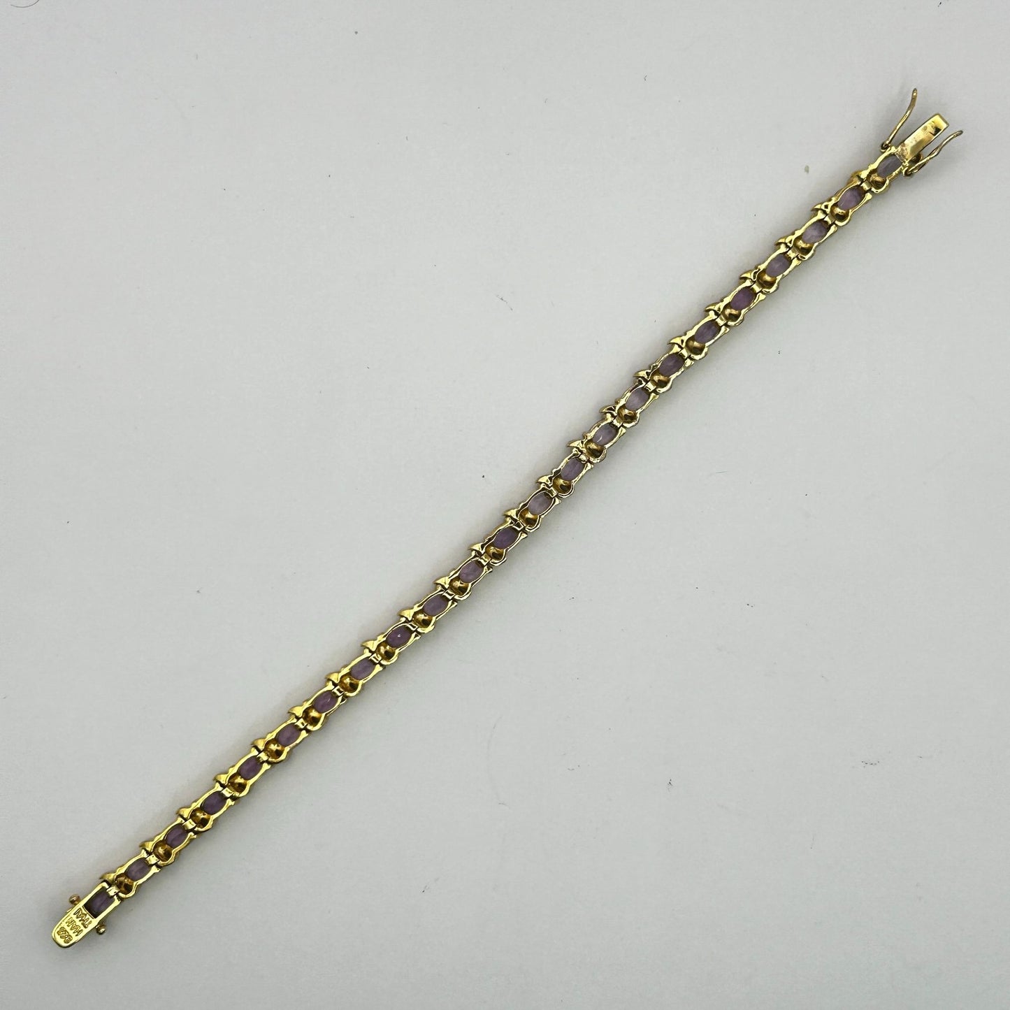 Amethyst Gold on Sterling Vermeil Gemstones 7" Tennis Bracelet - 23 Stones