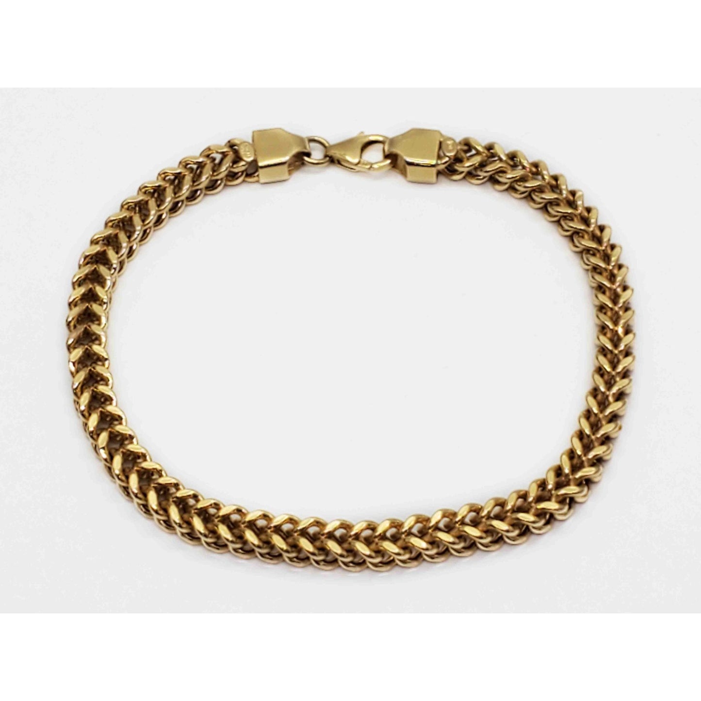 Italian 5.1mm Wide Box Wheat Link Tennis Bracelet 8-1/4" Long 14k Gold