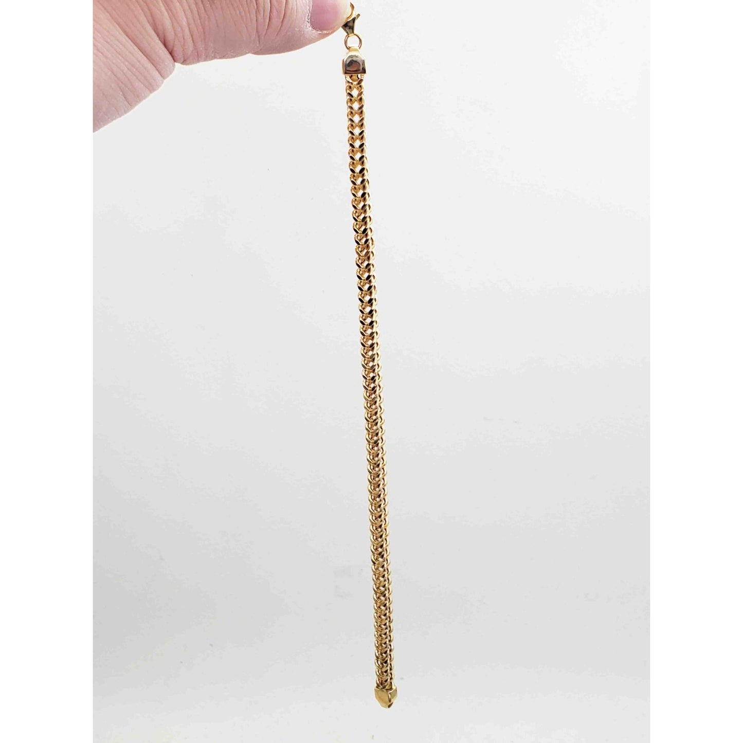 Italian 5.1mm Wide Box Wheat Link Tennis Bracelet 8-1/4" Long 14k Gold
