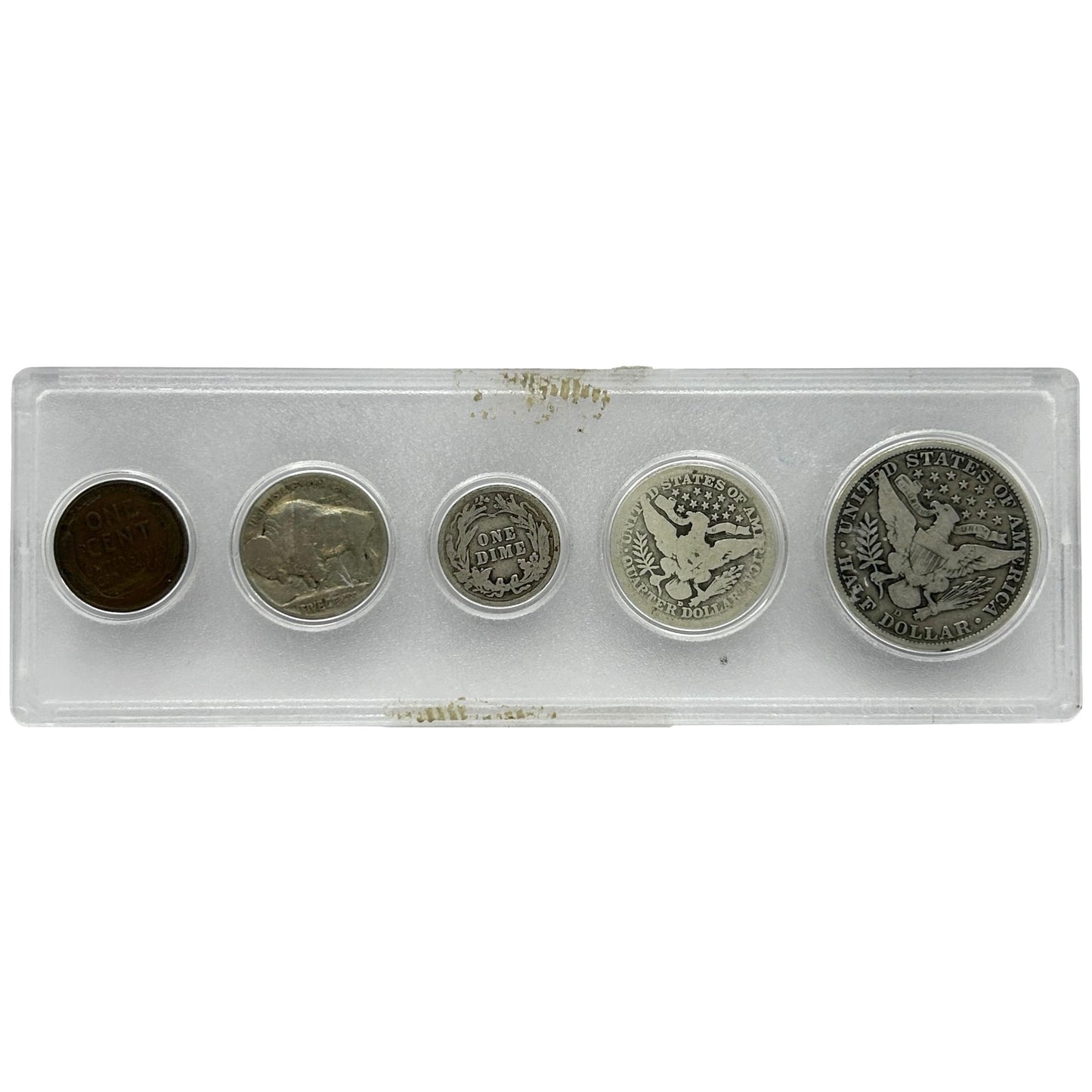5 U.S. BARBER COIN SET In Whitman Case 1915 Half, Quarter, Dime, Nickel & Penny