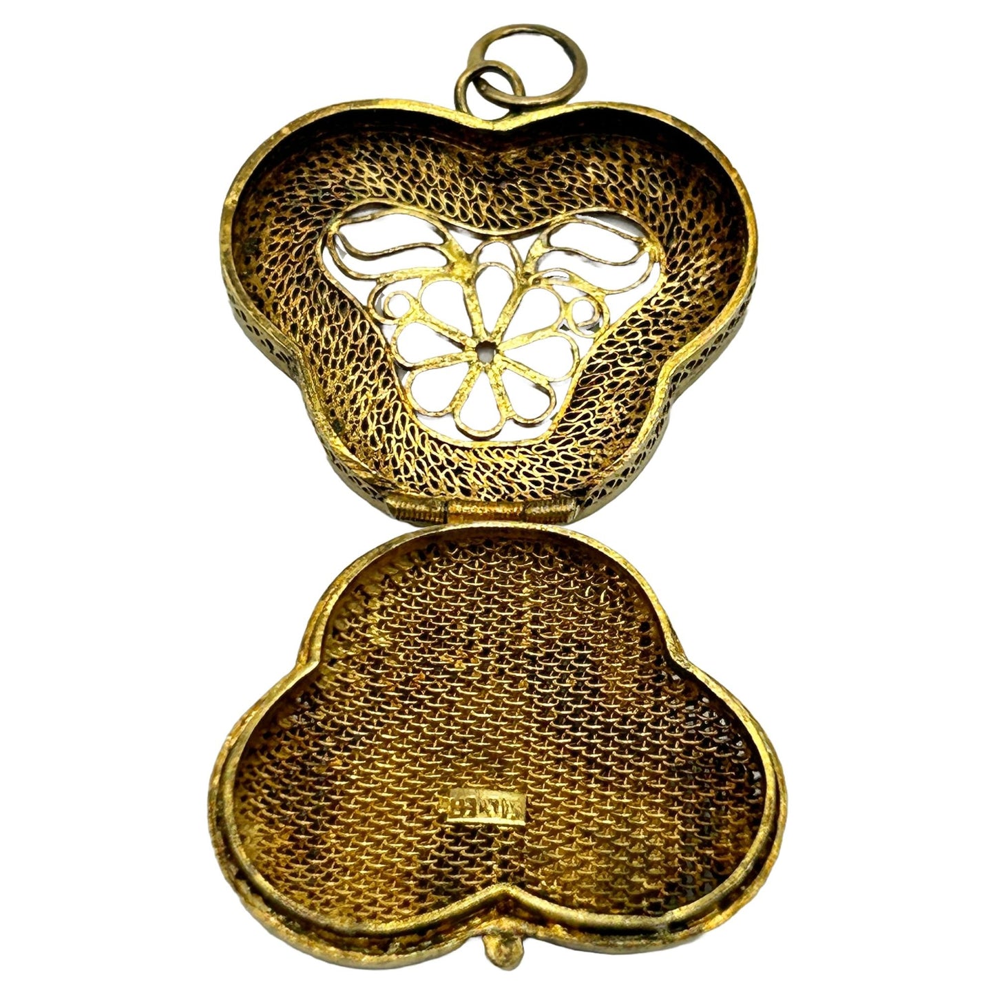 Antique Silver/Gold Vermeil Enamel Rooster Locket Pendant/Charm