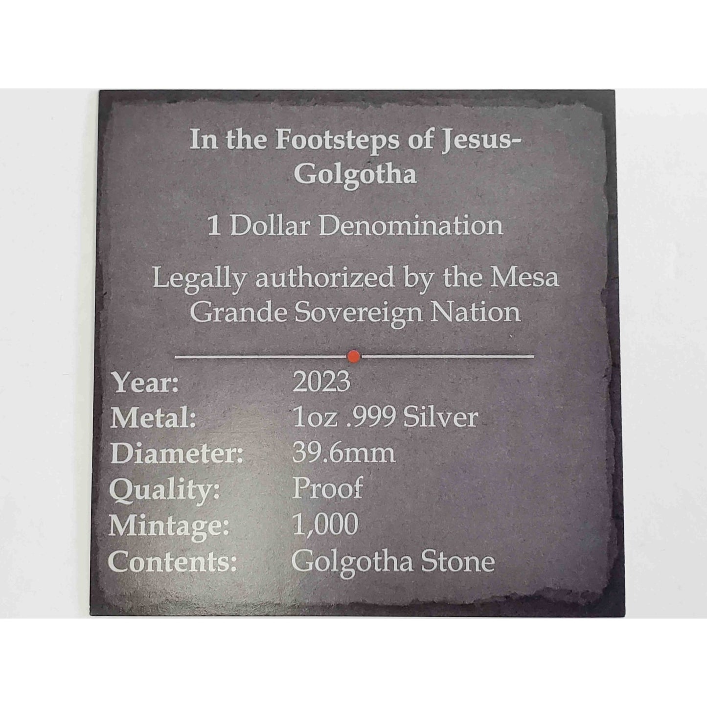 CoinJewels 2023 1 oz Silver Proof Coin "In the Footsteps of Jesus-Golgotha"