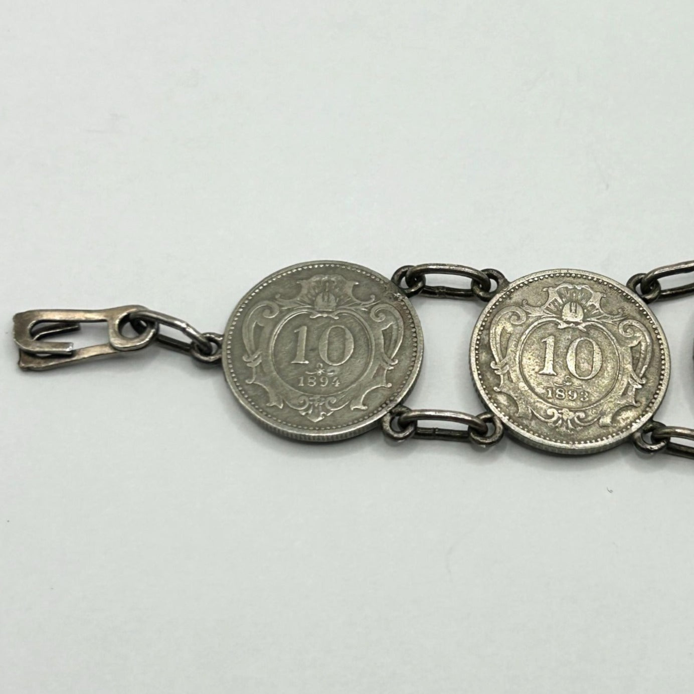 Austrian Silver Coin Bracelet 1893-1912 Franz Joseph + Francois-Joseph 1 Korona