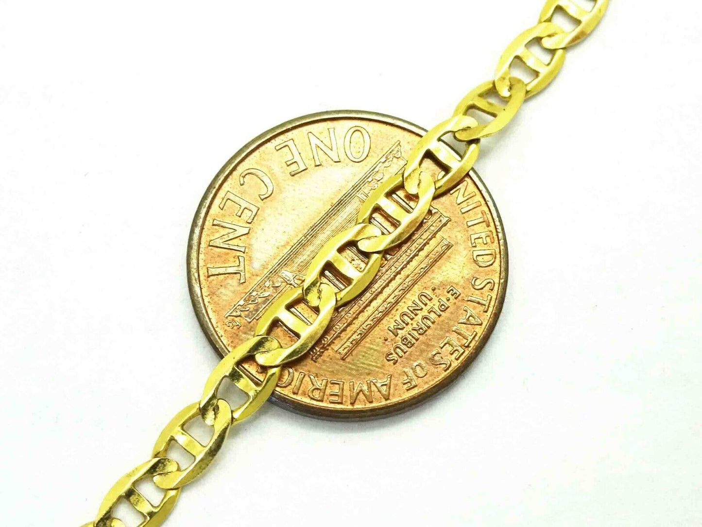 Italian 3mm Wide Mariner Link Chain Necklace 24" 14k Gold