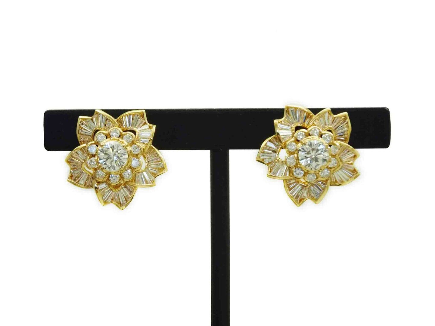 5.10ct tw Natural Diamond Cluster Burst Omega Clip Earrings 18k Gold
