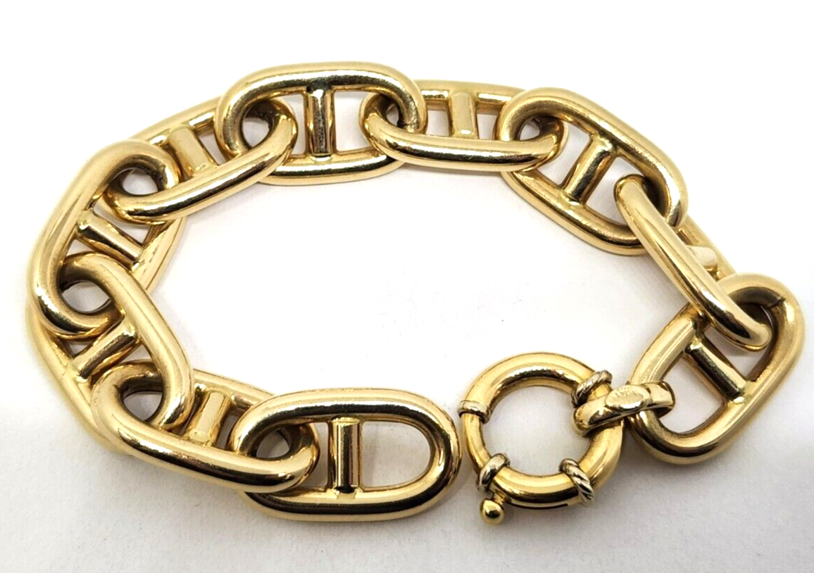 14k Yellow Gold Mariner Chain Bracelet 7.5'' Long, 13mm Wide
