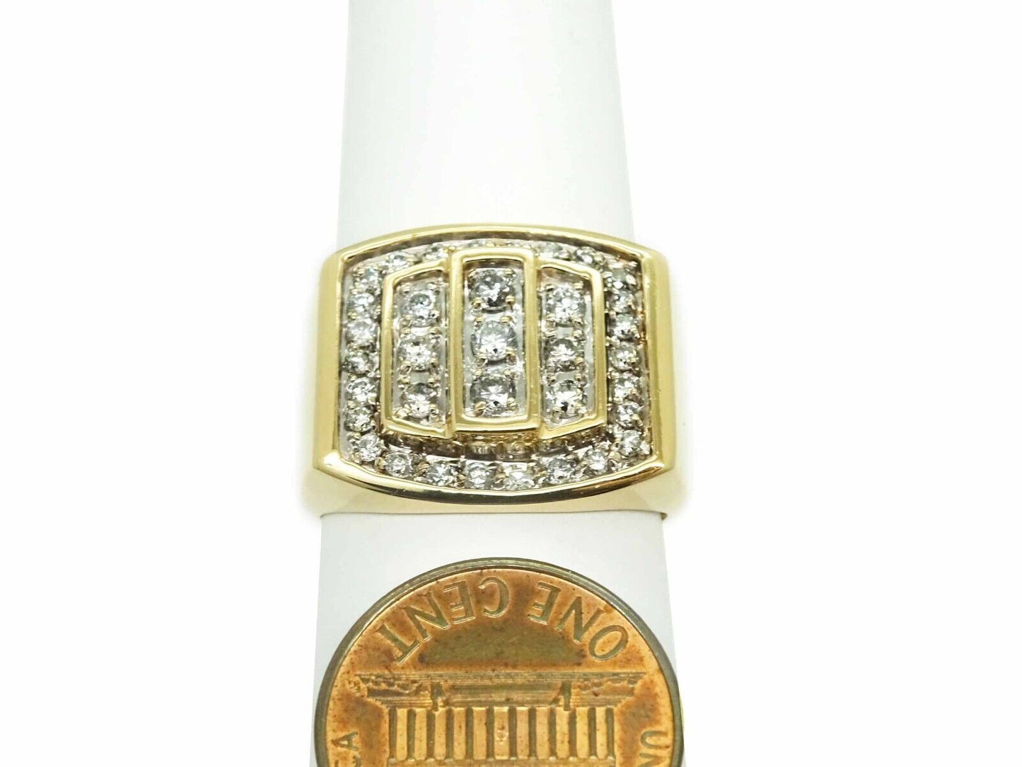 Men's 1.41ct tw Diamond Raised Step Setting Ring 14k Gold GLR Size 9.5