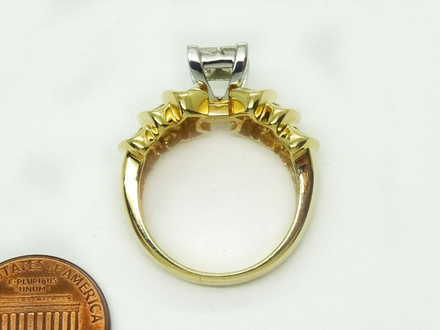 2ct tw Natural Princess & Baguette Diamond Wedding Ring 14k Gold Size 9