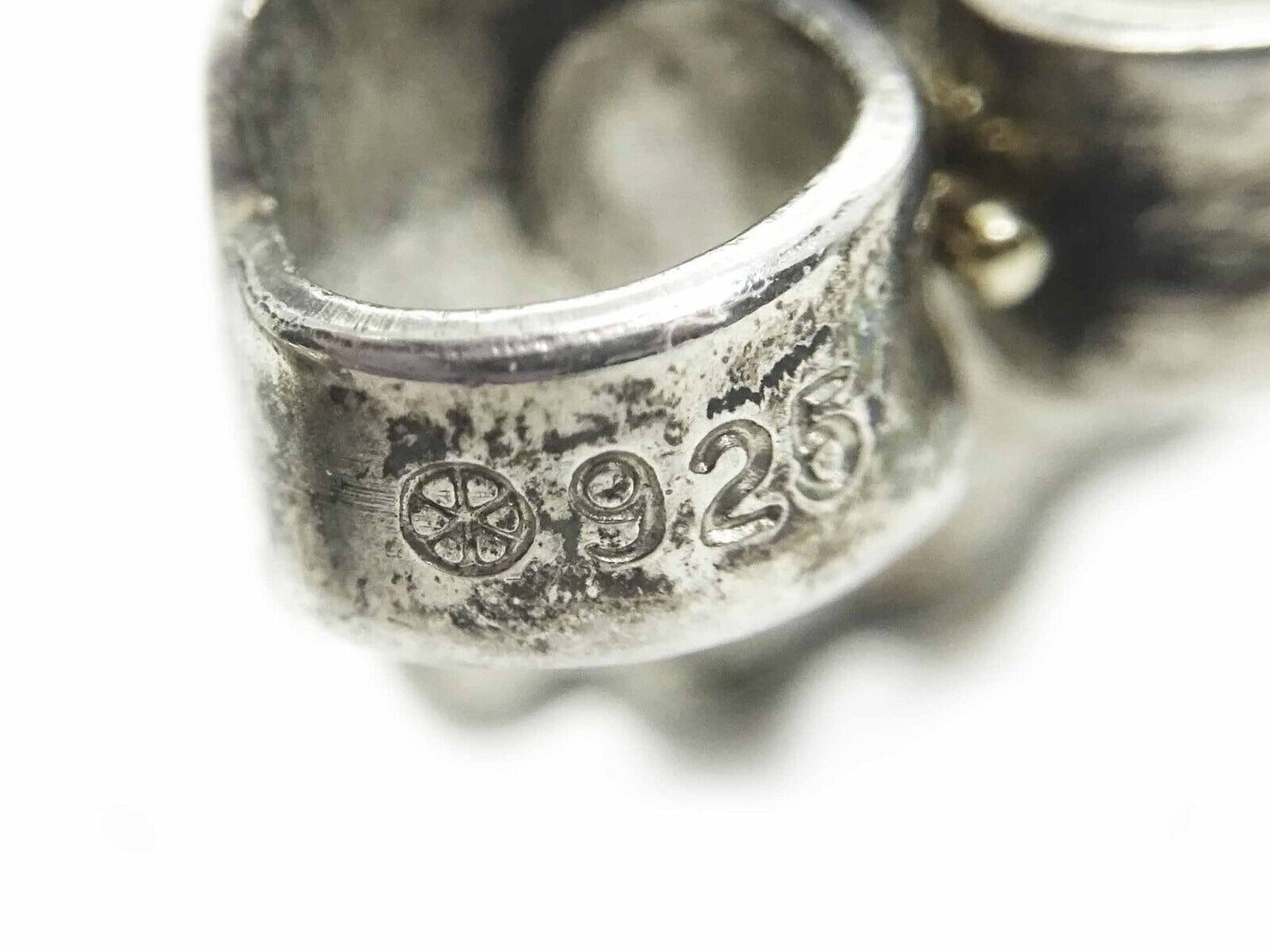 Caviar Designer Signed Dangle Hoop Earrings Sterling Silver