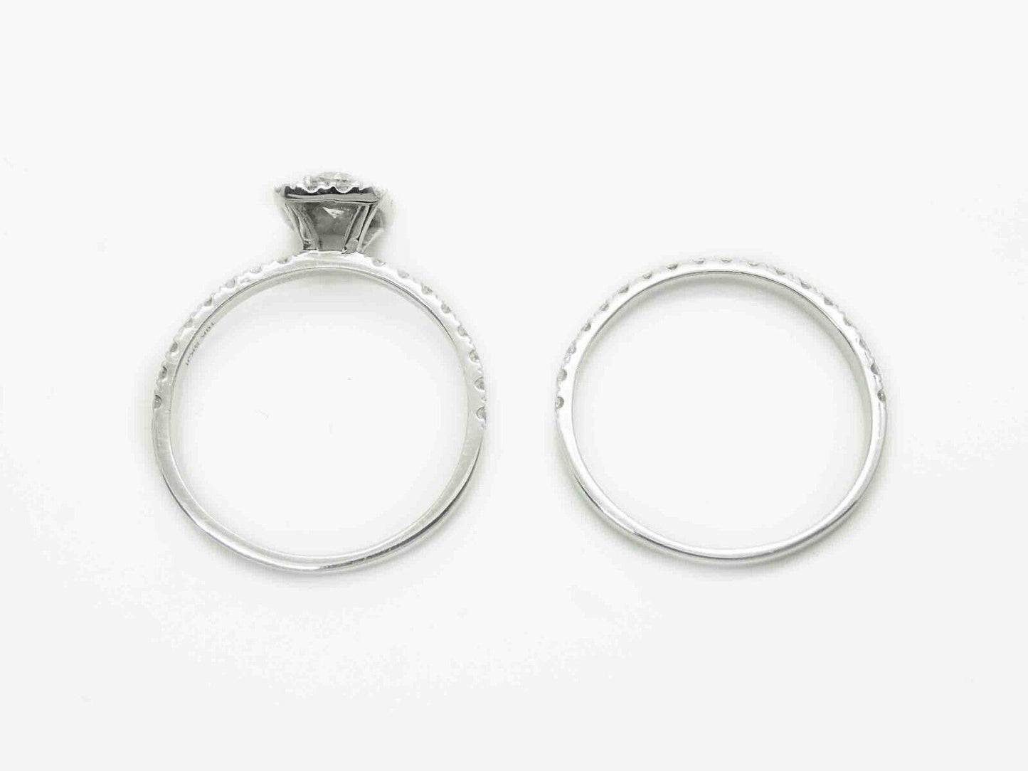 1.73ct tw Natural Diamond Halo Engagement & Wedding Set 10k White Gold Size 9.75
