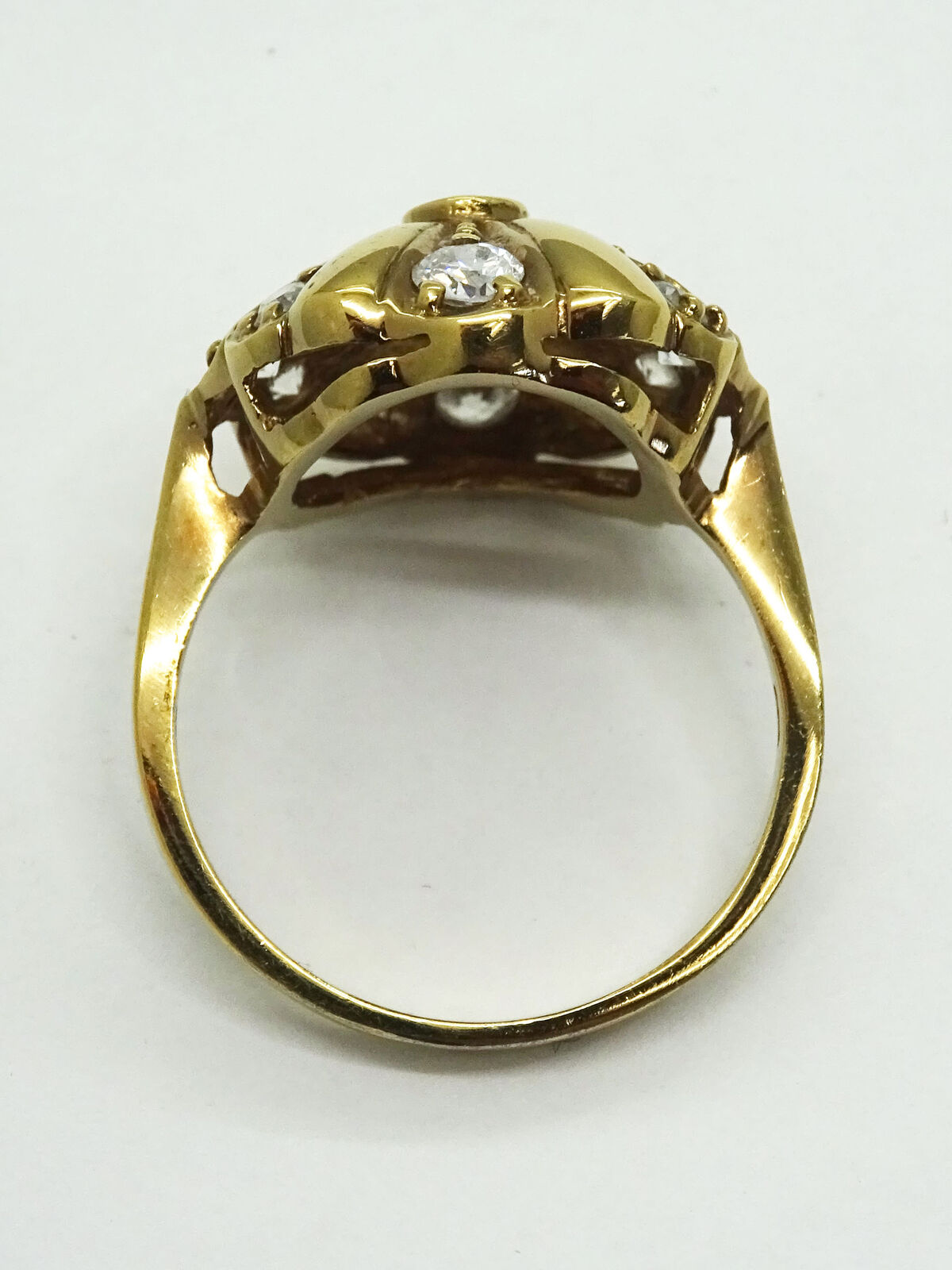 Round CZ Dome Vermeil Ring Sterling Silver Size 8.5