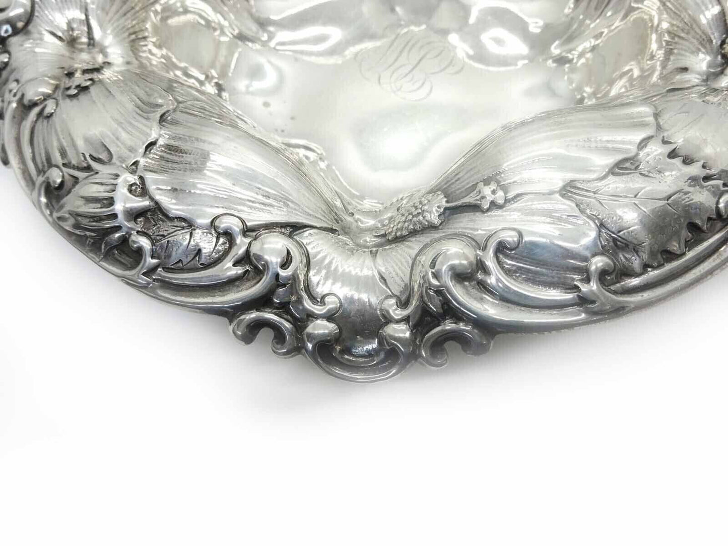 Whiting Art Nouveau Hibiscus Sterling Silver Bowl Style #6073 Monogrammed