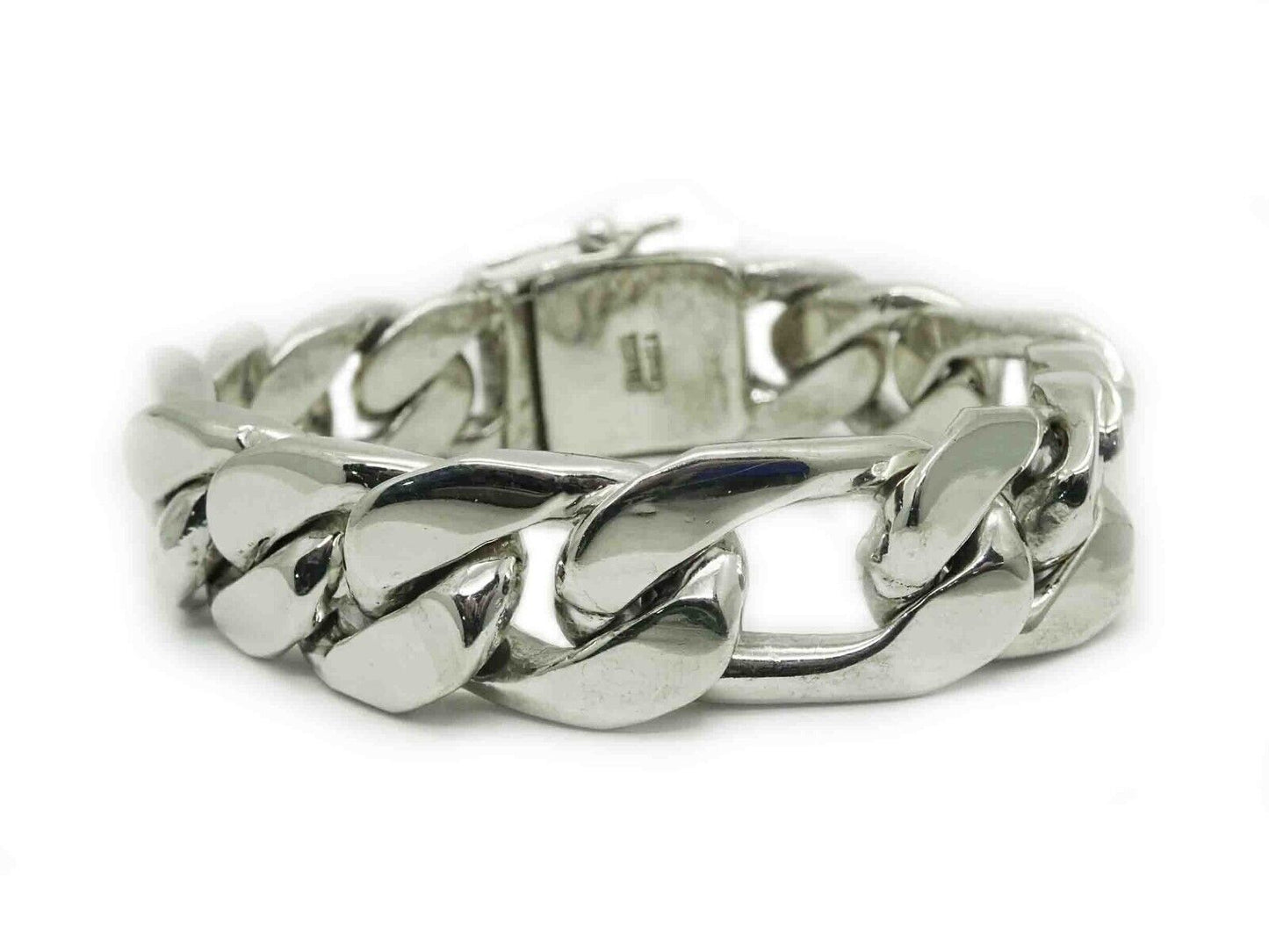 Men's Heavy 17mm Mexico Figaro Tennis Bracelet Sterling Silver 8.5" 156.1 Grams