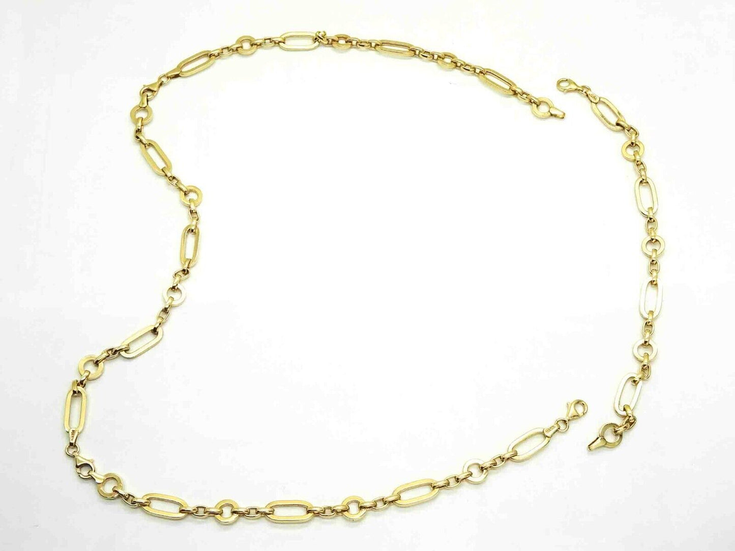 Custom-Made Round & Oval Link Chain Necklace 10k Gold 29" Long