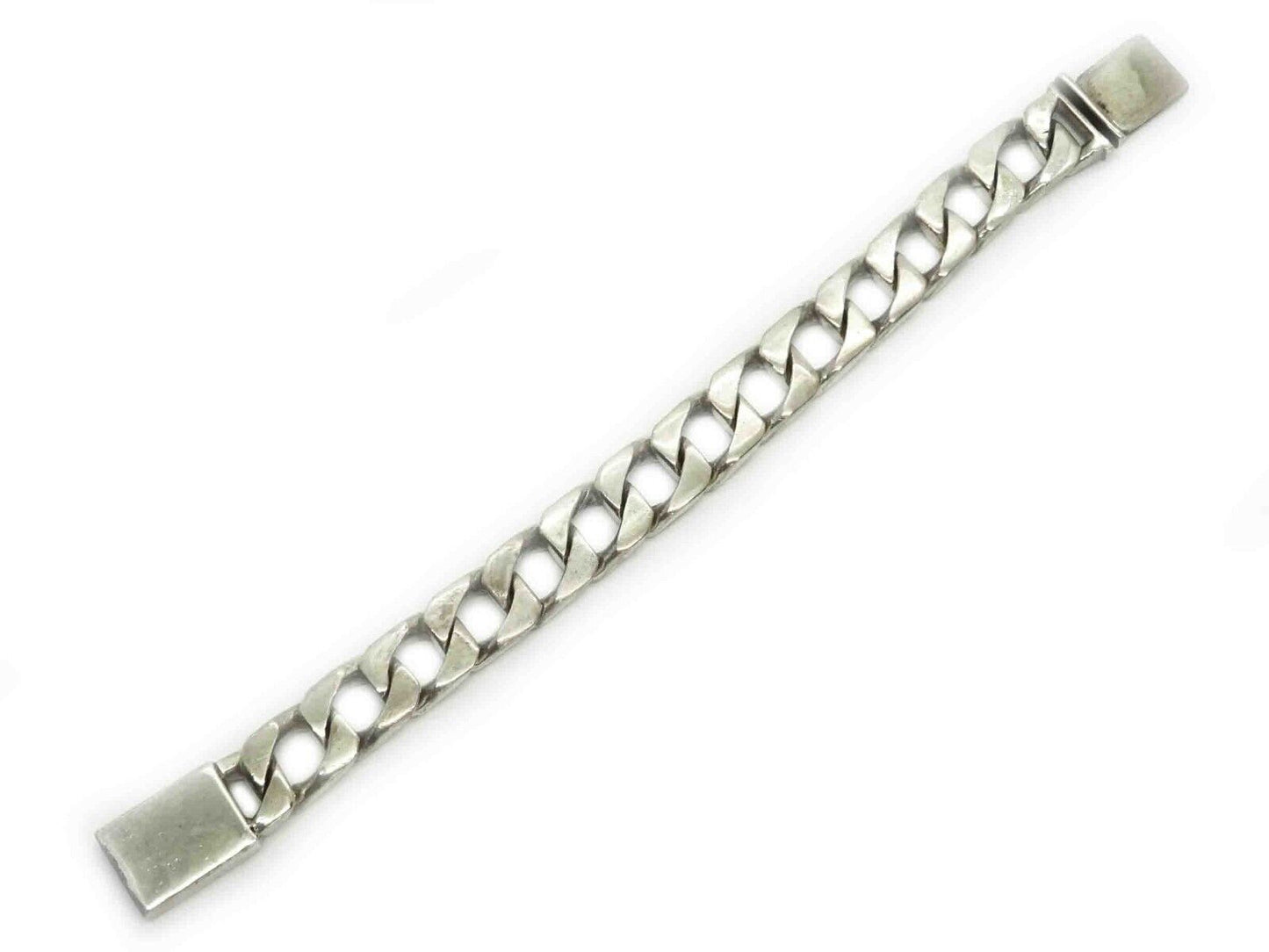 Men's 14.5mm Taxco Mexico Square Curb Link Bracelet Sterling Silver 8" 85 Grams