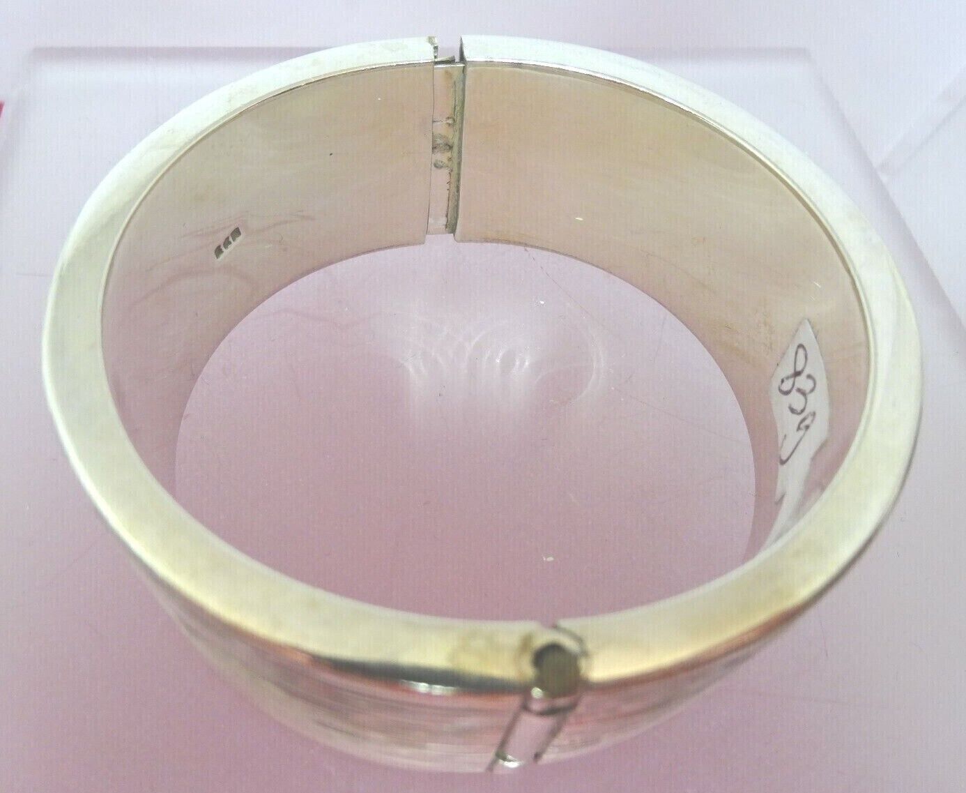 Mexican Large Heavy Sterling Silver Hinged Bangle Cuff Bracelet