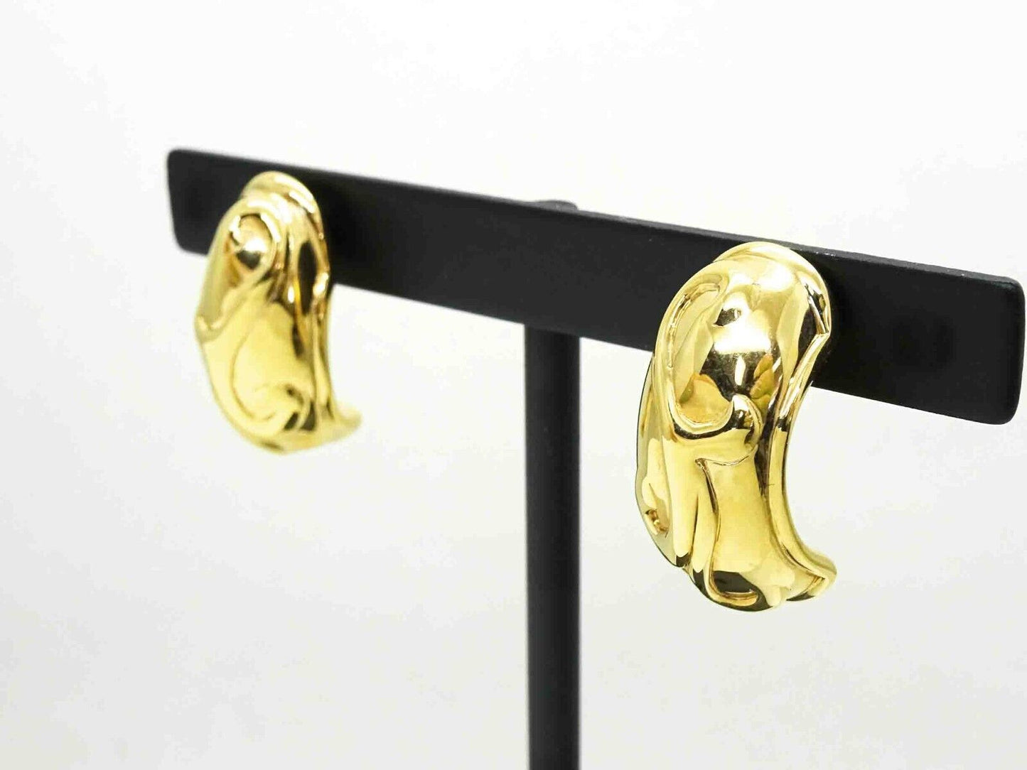 Italian 11mm Wide Half Hoop Swirl Design Drop Earrings 14k Gold
