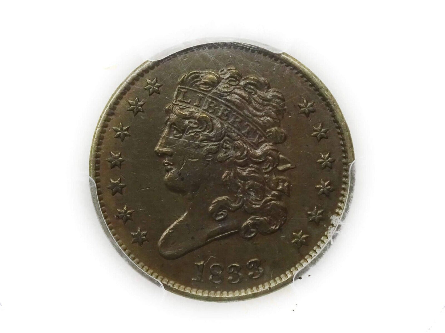 1833 1/2C Classic Head Half Cent PCGS Genuine Cleaning AU Details