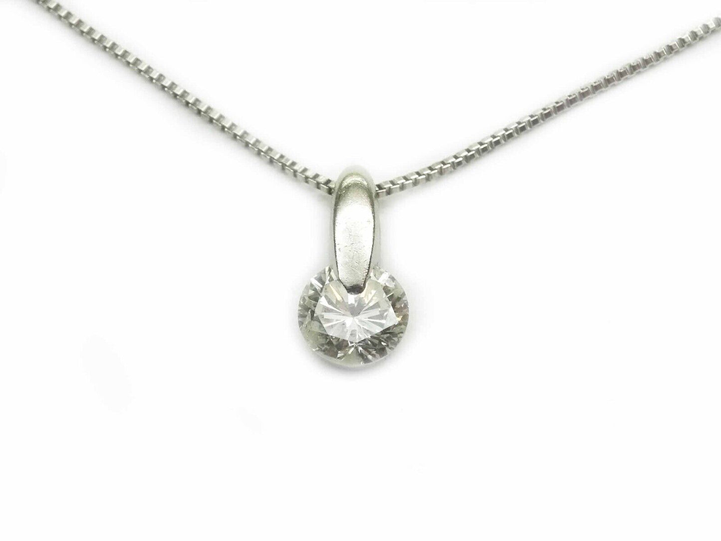 0.35ct tw Natural Diamond Platinum Mini Charm Pendant Box Chain 16"