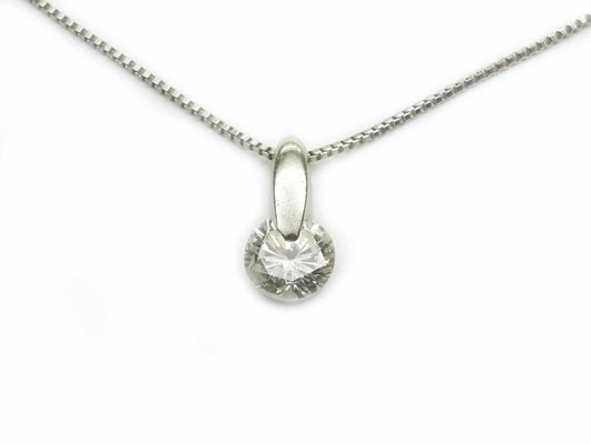 0.35ct tw Natural Diamond Platinum Mini Charm Pendant Box Chain 16"