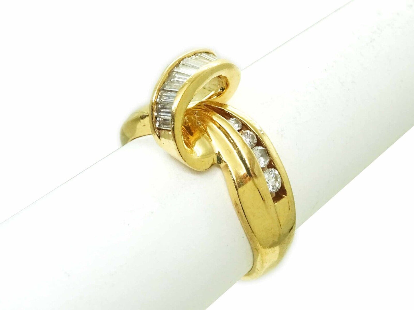 0.50ct tw Natural Diamond Ribbon Knot Style Ring 14k Gold Size 8.25