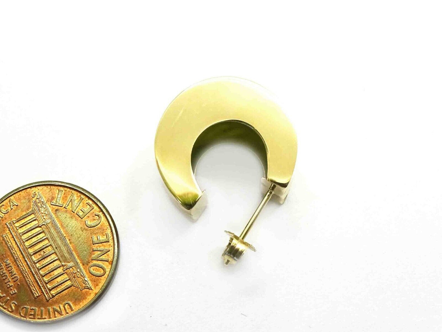 11mm Wide Herringbone Design Huggie Earrings 14k Gold