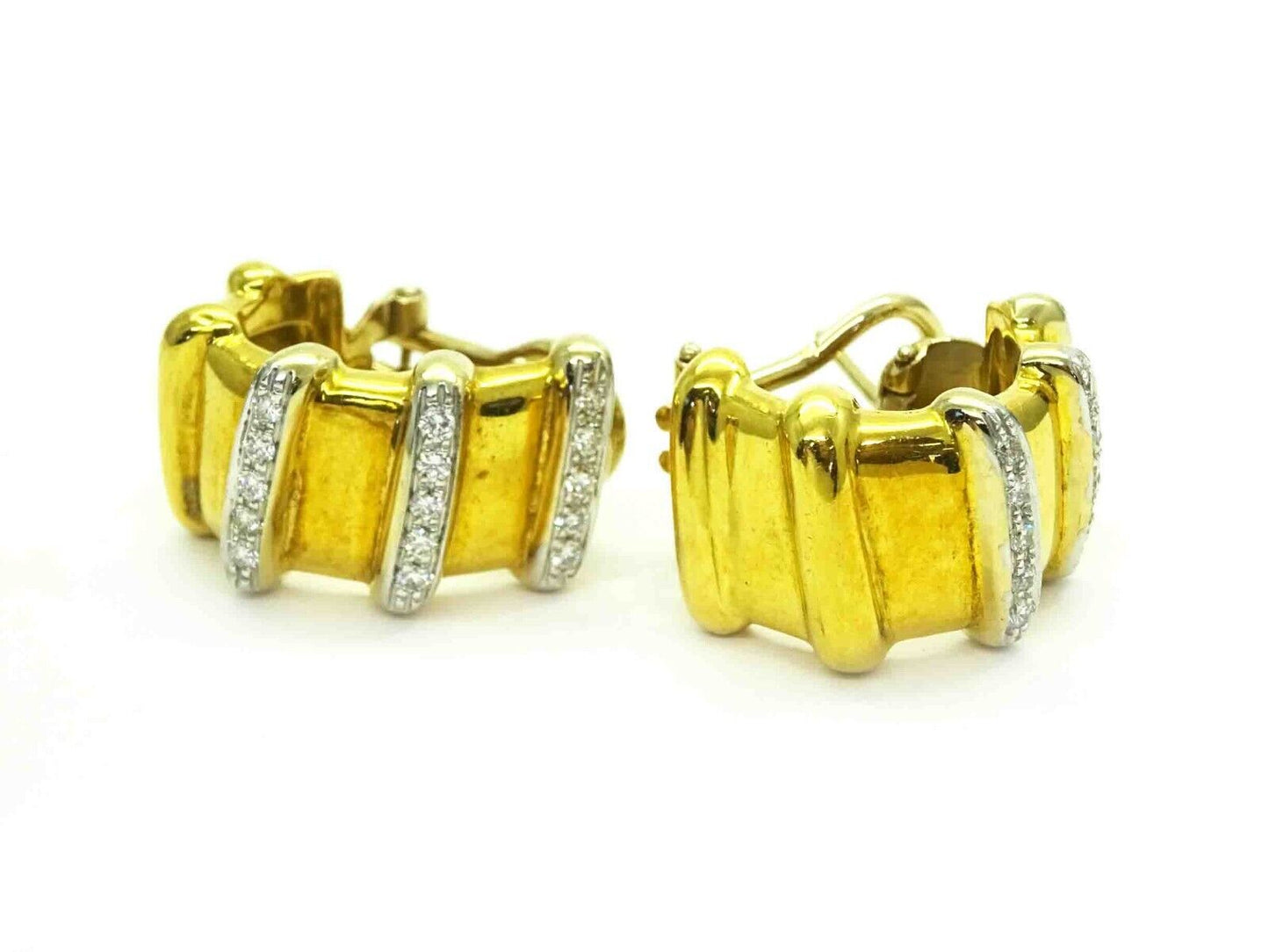 Vintage Roberto Coin 1ct tw Diamond 18k Hoop Earrings