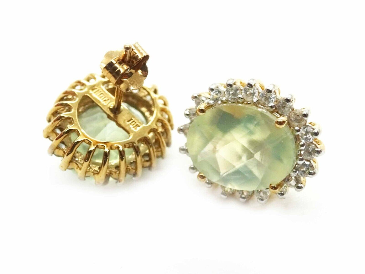 Chalcedony Pendant & Earrings 14k Gold w/Pink Tourmaline, White Topaz, Diamond