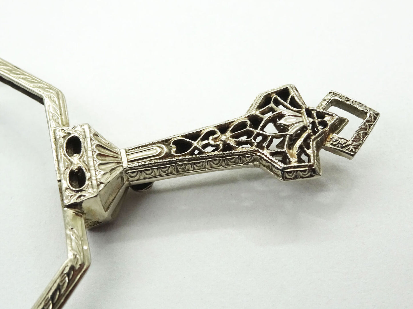 Antique Victorian Lorgnette Folding Opera Glasses 14k White Gold