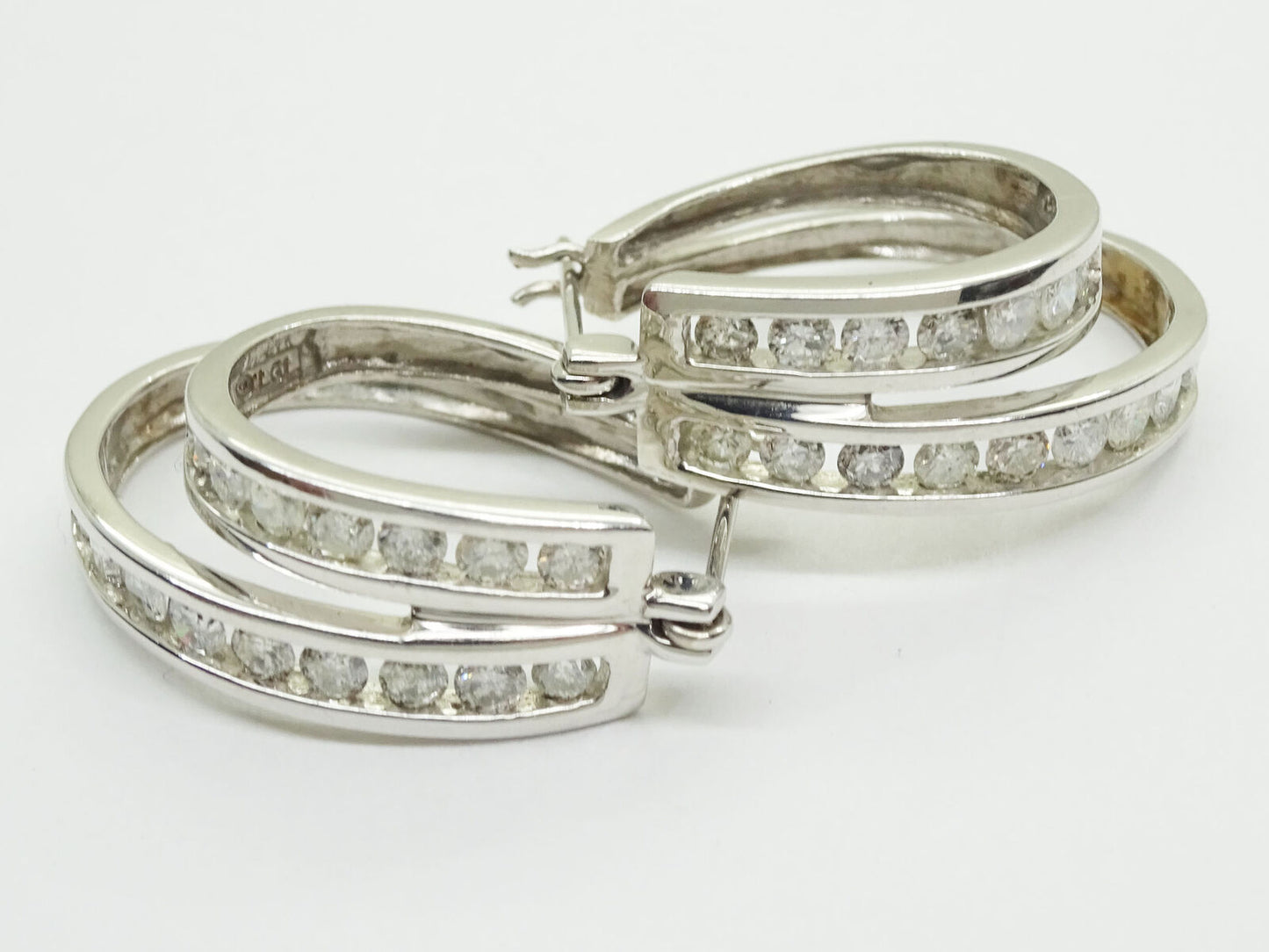 2.00ct tw Earth Mined Diamond Double Hoop Earrings 14k White Gold