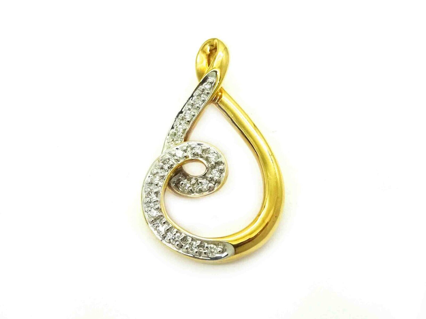 0.50ct tw Natural Diamond Swirling Ribbon Design Pendant & Earrings Set 18k Gold