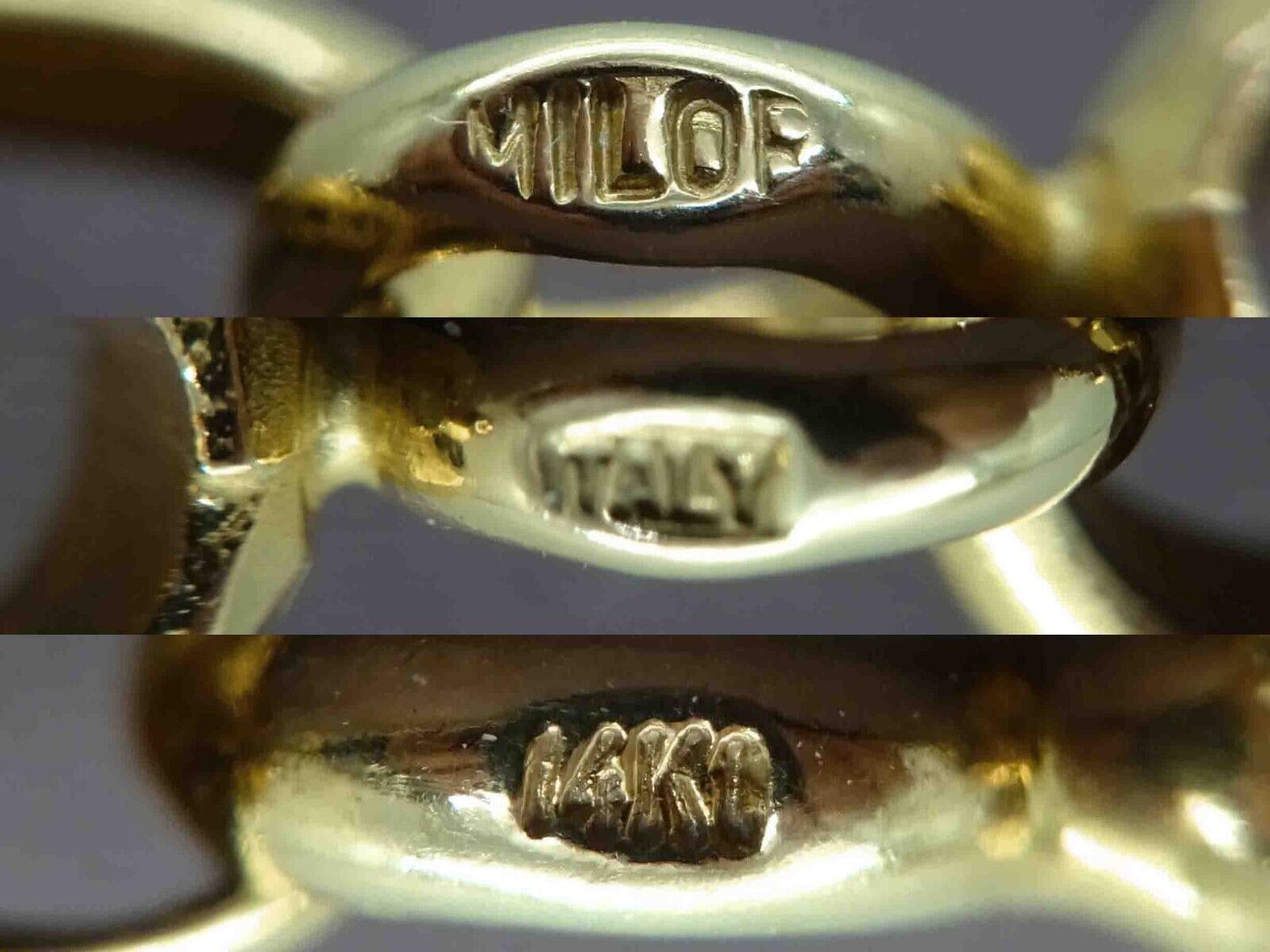 6.5mm Dia-Cut Rolo Semi Hollow Link Chain 14k Gold Milor Italy 20.25" 19.9 Grams