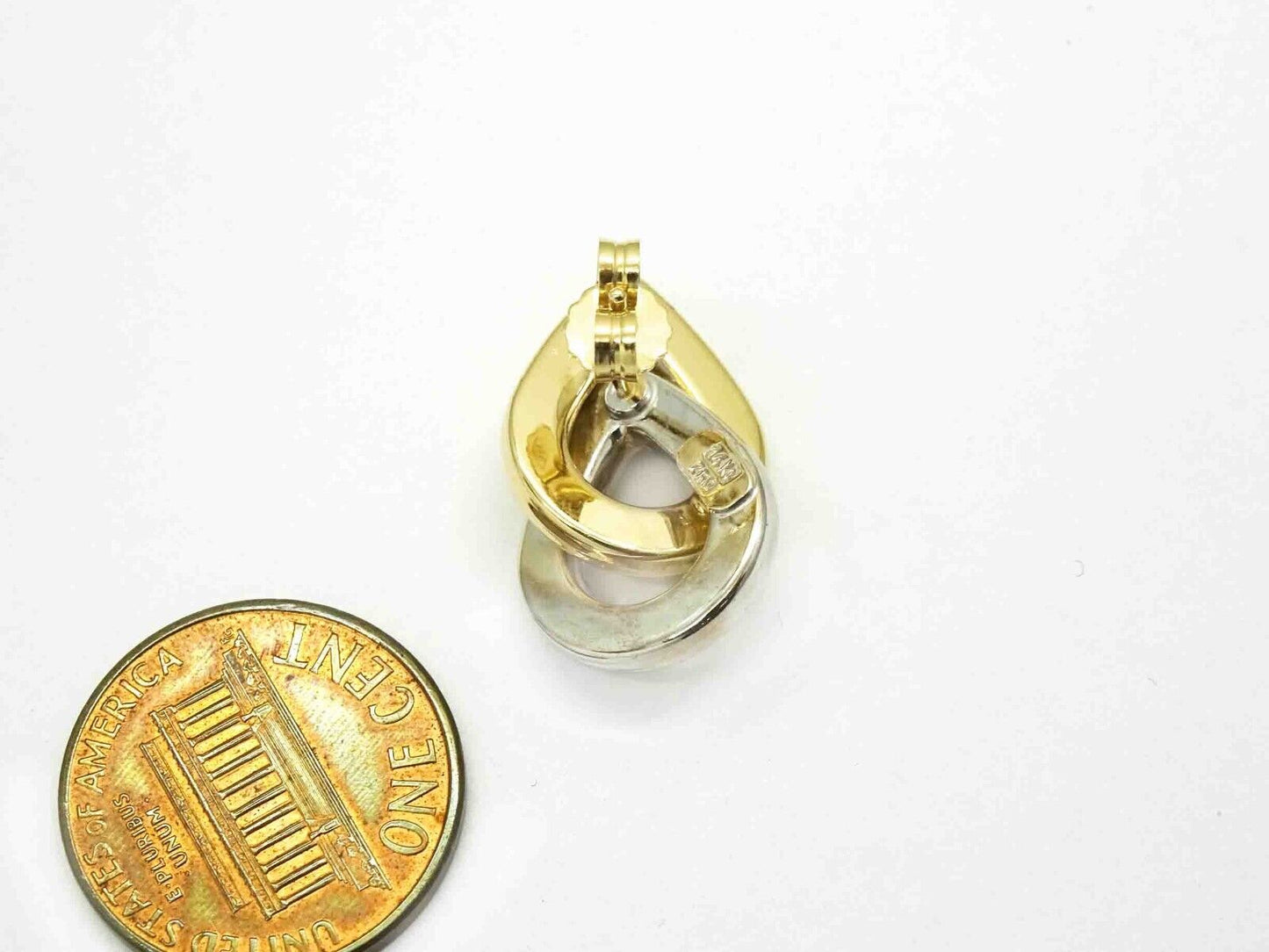 Two-Tone Open Double Teardrop Drop Earrings 14k Gold