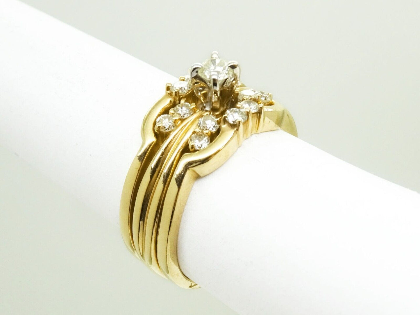 0.40ct tw Natural Diamond 3pc Stackable Band Ring Set 14k Gold
