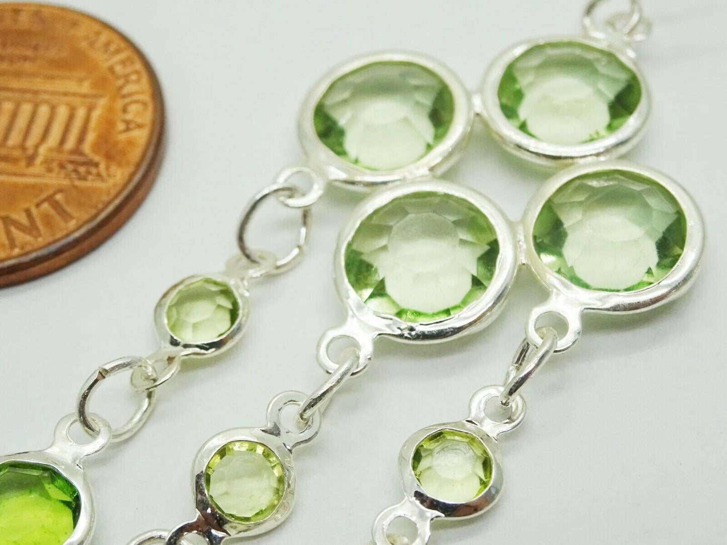 Peridot Clover Design Dangle Sterling Silver Hook Earrings