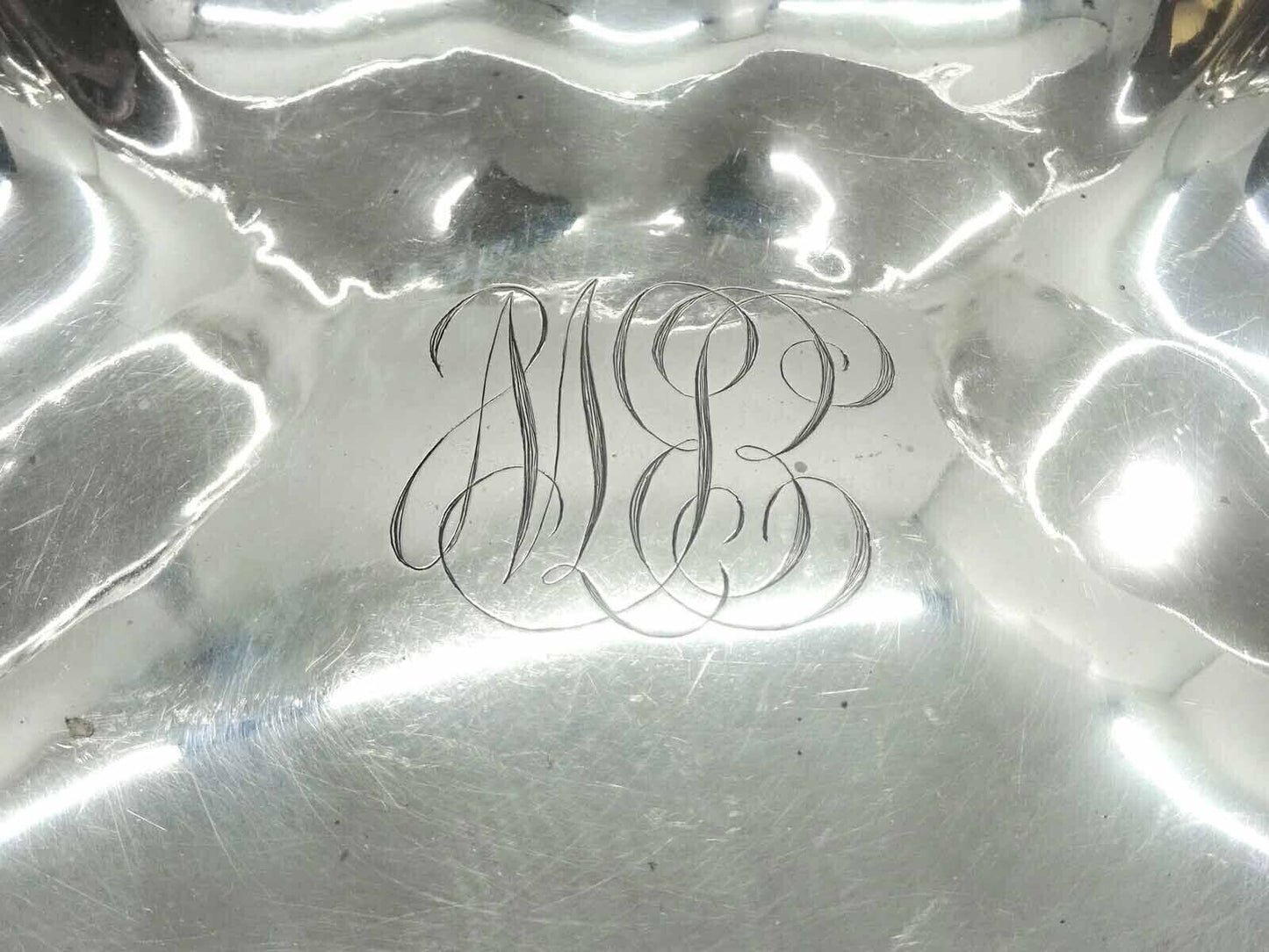 Whiting Art Nouveau Hibiscus Sterling Silver Bowl Style #6073 Monogrammed