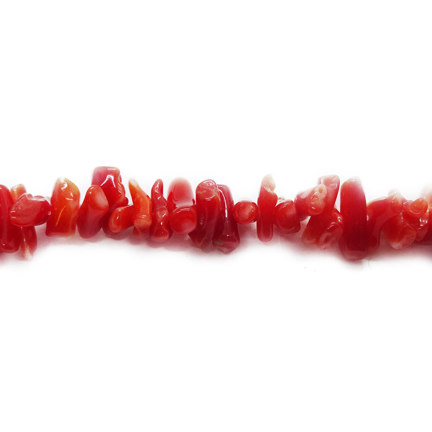 Pair of Two Genuine Natural Red Coral Chip Necklaces 29"