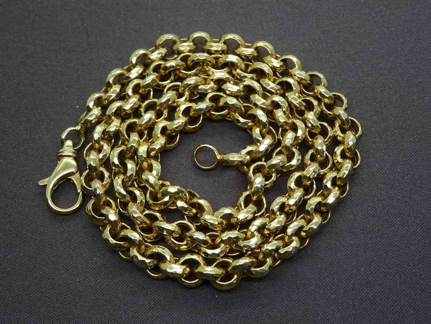 6.5mm Dia-Cut Rolo Semi Hollow Link Chain 14k Gold Milor Italy 20.25" 19.9 Grams