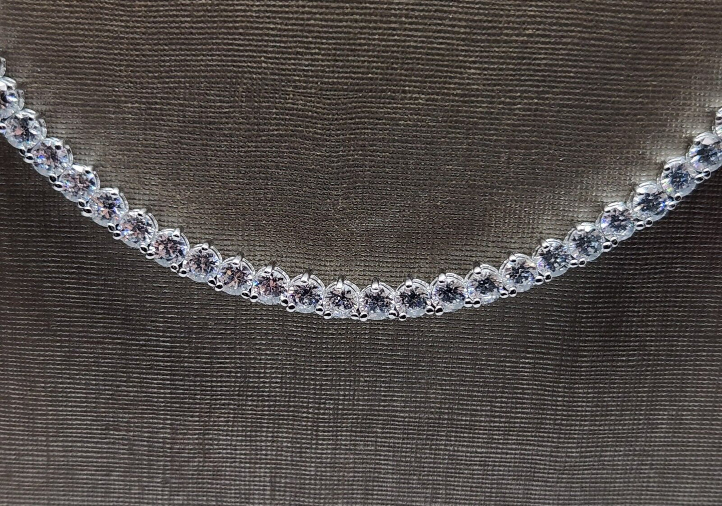 CZ Sterling Silver Rhodium Plated Tennis Necklace, 18'' Long, 3.5mm Wide