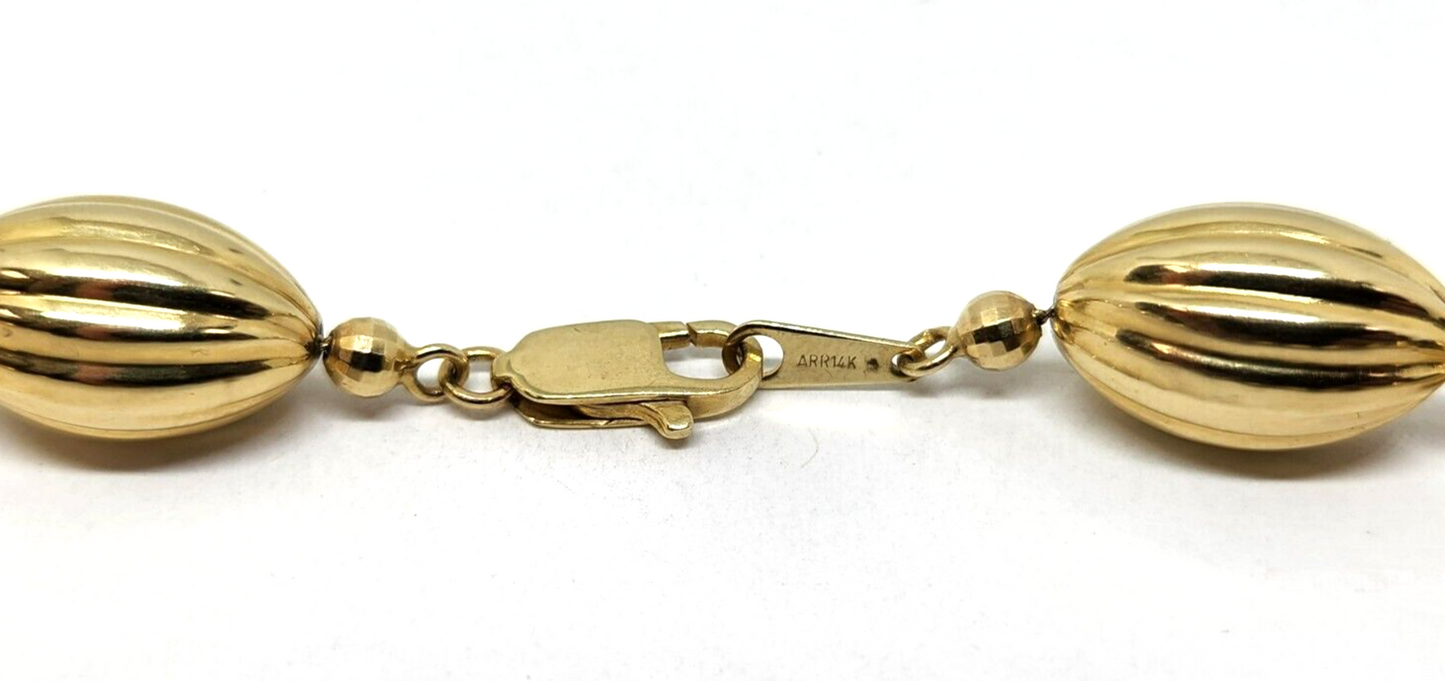 14k Yellow Gold Bead Chain Necklace 17'' Long, 11.5mm Wide