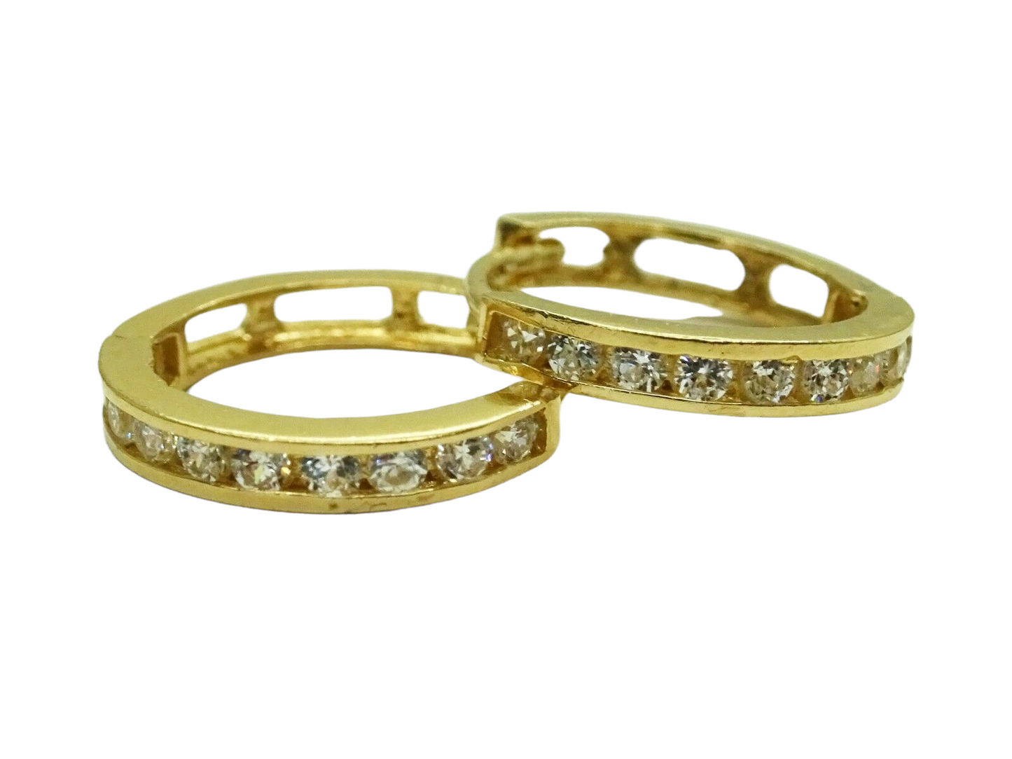 Mini CZ Huggie Hoop Earrings 14k Gold