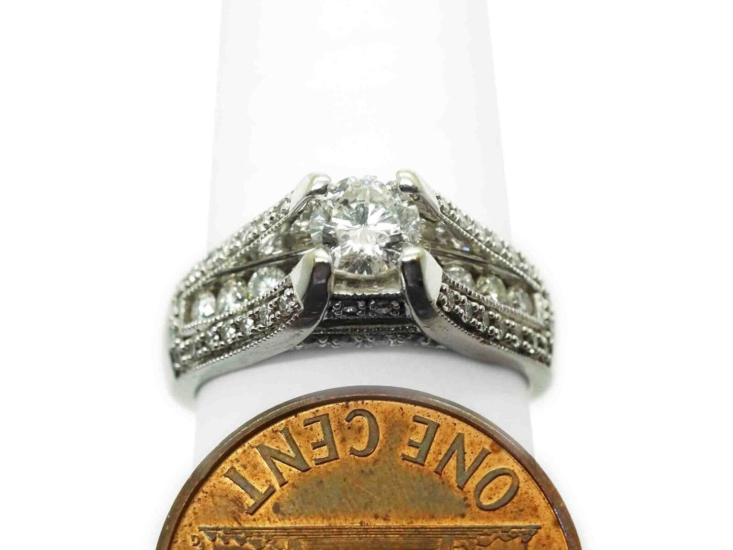 1.10ct tw Natural Diamond Bridal Band Ring 14k White Gold Size 7.25 DDG IGL