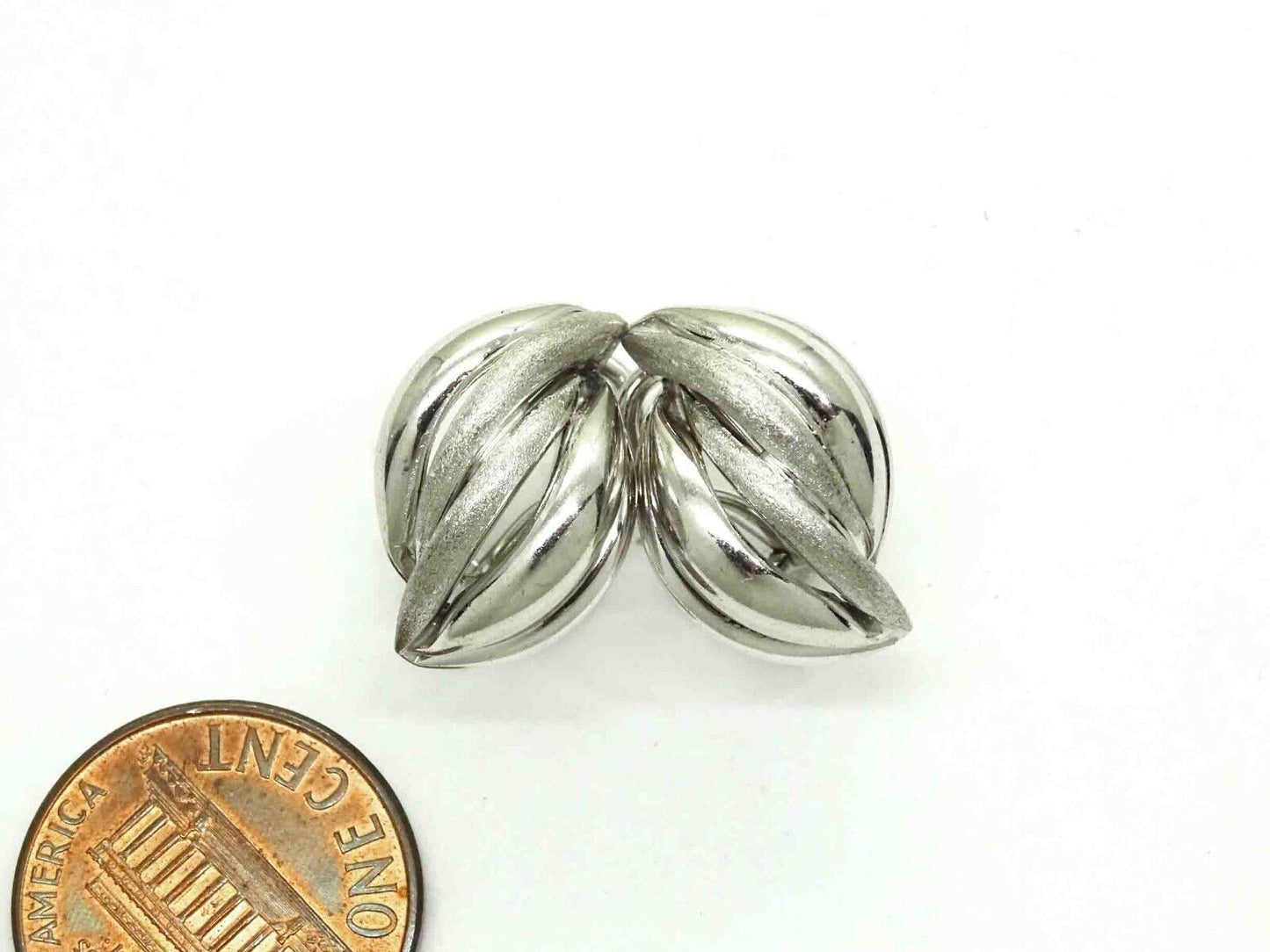 Italian Openwork Swirl Design Omega Earrings 14k White Gold 5.3 Grams