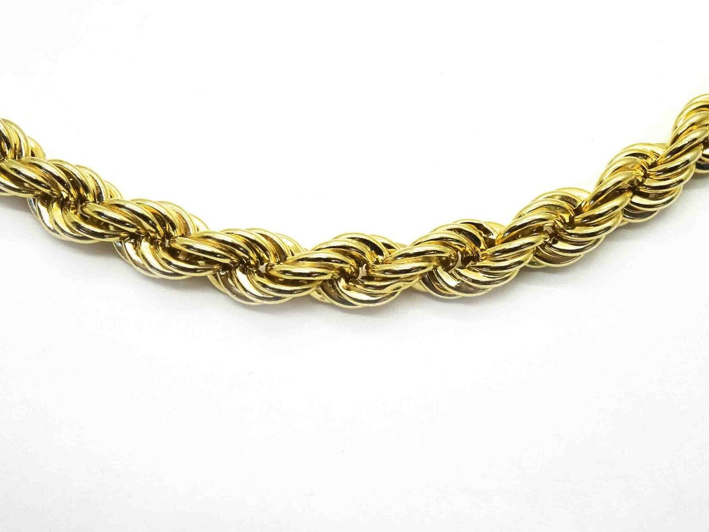 7mm Wide Rope Chain Necklace 10k Gold 22" Long 20.7 Grams