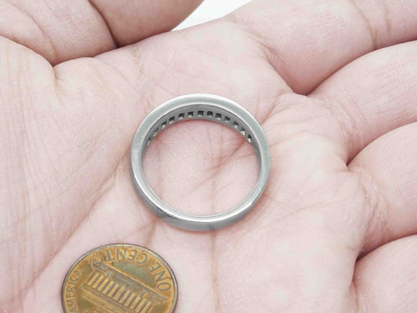 Men's 1.30ct tw Channel Princess Diamond 6mm Band Ring Platinum Size 12.25