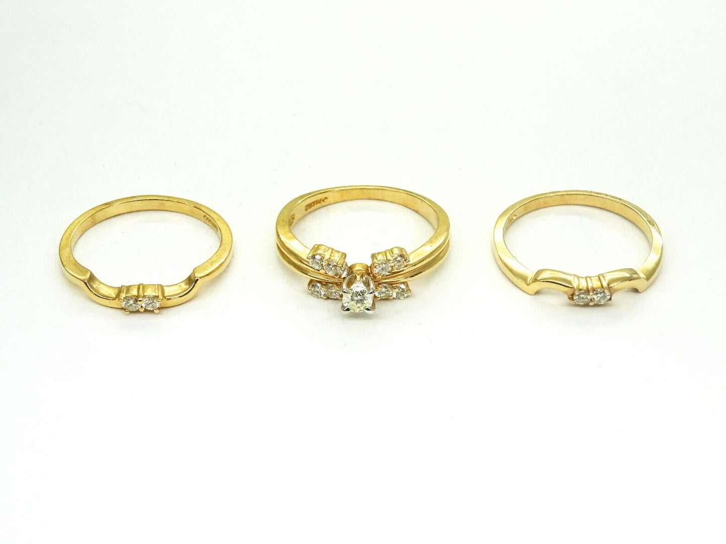 0.40ct tw Natural Diamond 3pc Stackable Band Ring Set 14k Gold