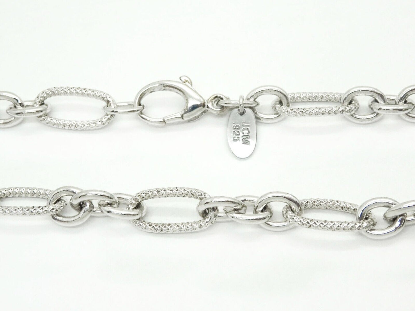 8mm Wide Decorative Sterling Silver Figaro Chain Necklace JCM 17.5"