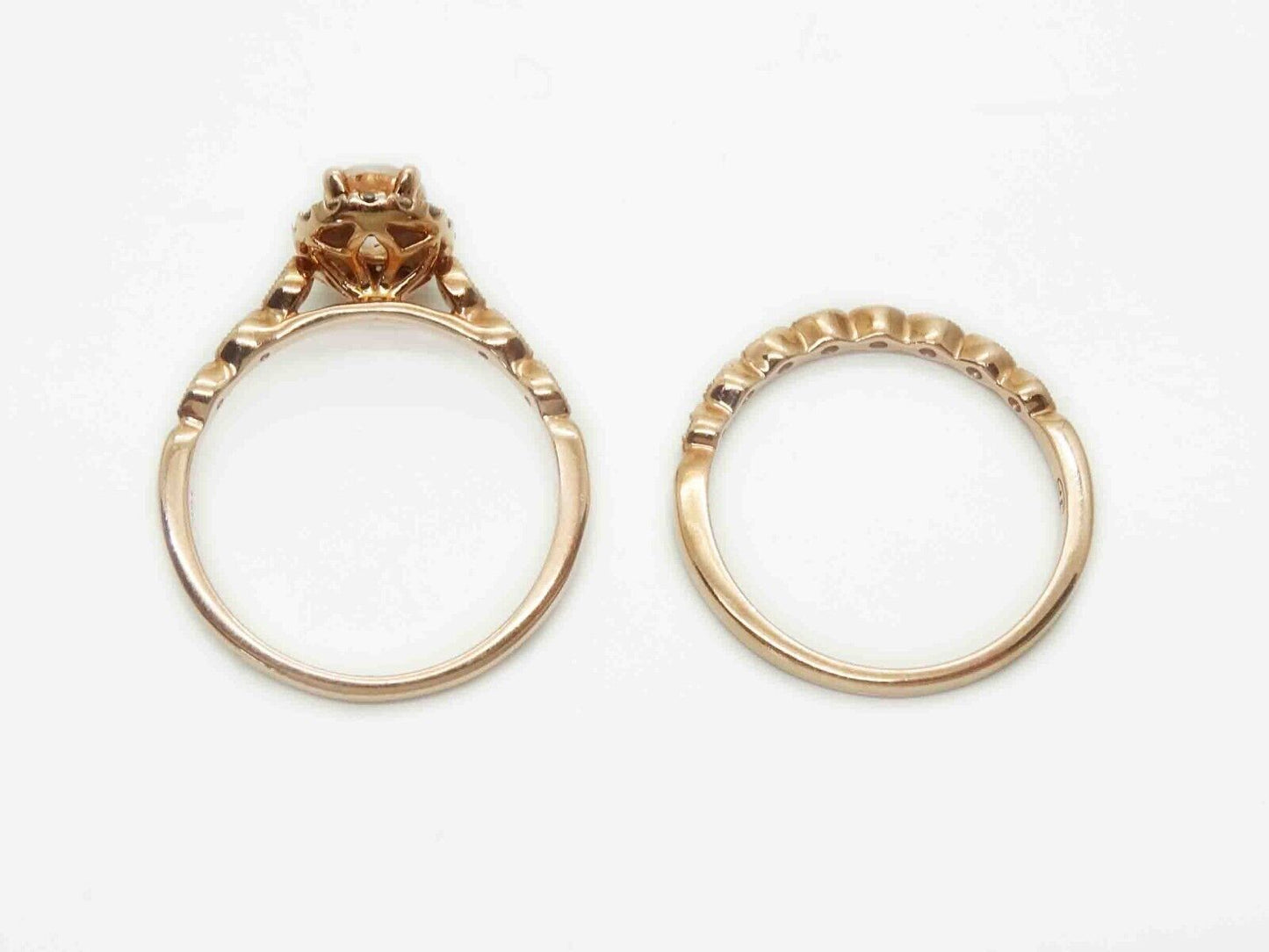 1.50ct tw Morganite & Diamond Halo Engagement & Wedding Set 10k Rose Gold Size 7