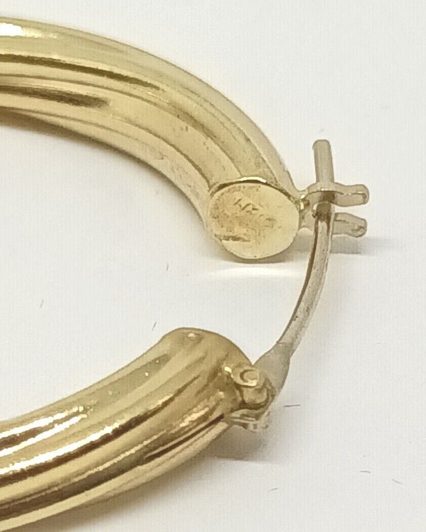 14k Yellow Gold Shrimp Hoop Earrings 10.7grams, 1.5'' Long, 1.25'' Wide