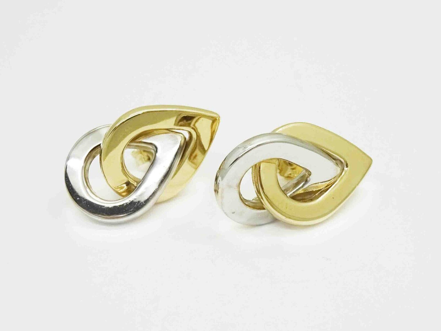Two-Tone Open Double Teardrop Drop Earrings 14k Gold